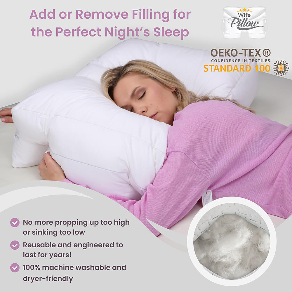 Elevate your Wife Pillow sleep with 0.9 lbs of premium fiberfill for customizable comfort.