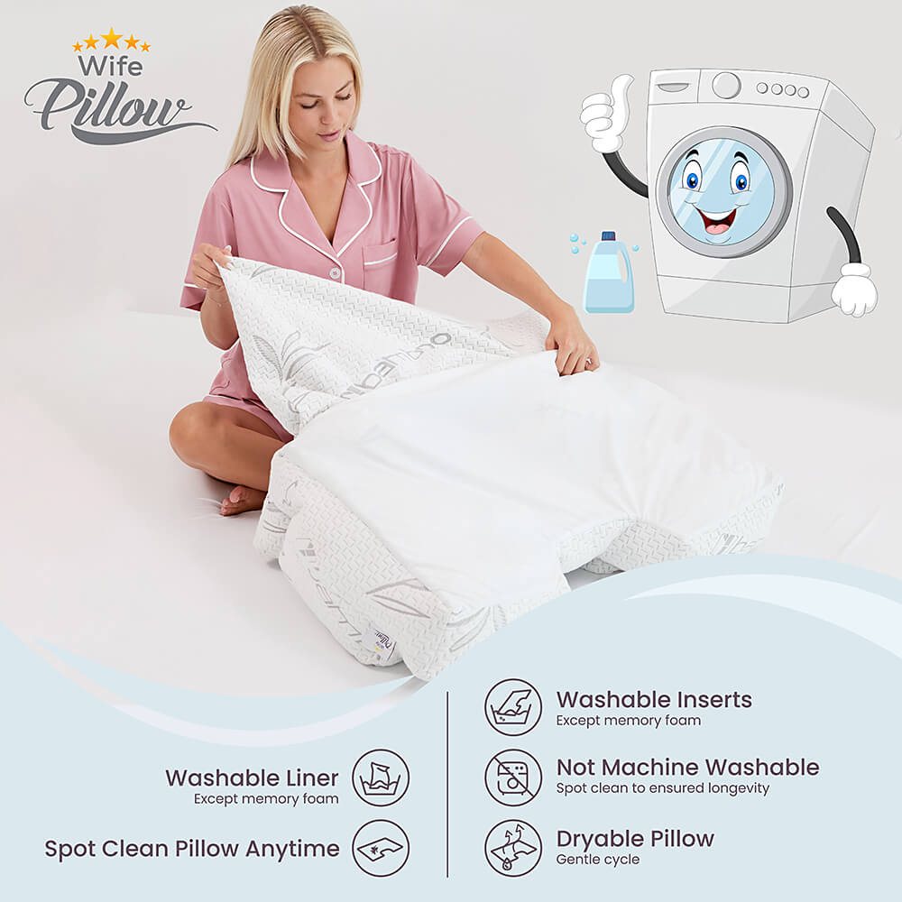 Cooling bamboo and memory foam topper for Wife Pillow, reduces pain & promotes better sleep with 4 Types Of Pillowcase Options