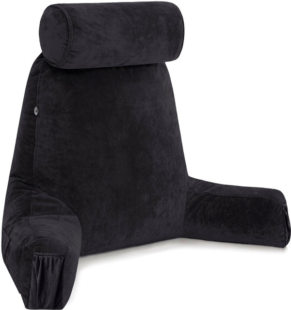 Husband Pillow Medium Dark Grey, Backrest Reading Pillow w/ Arms