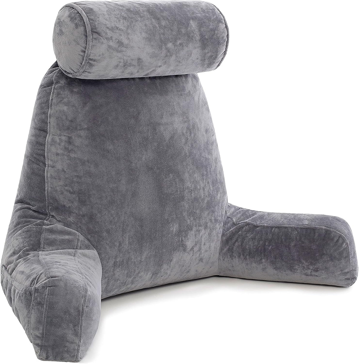 Husband Pillow backrest with arms and headrest in dark grey