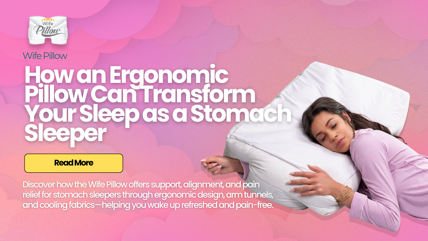 Ergonomic Pillow for Stomach Sleepers Sleep Without Pain Husband Pillow