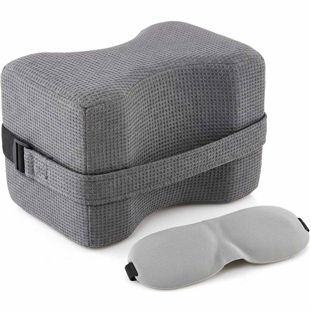 Leg and Knee Spacer Memory Foam Pillow W/Strap + Eye Mask - view 1