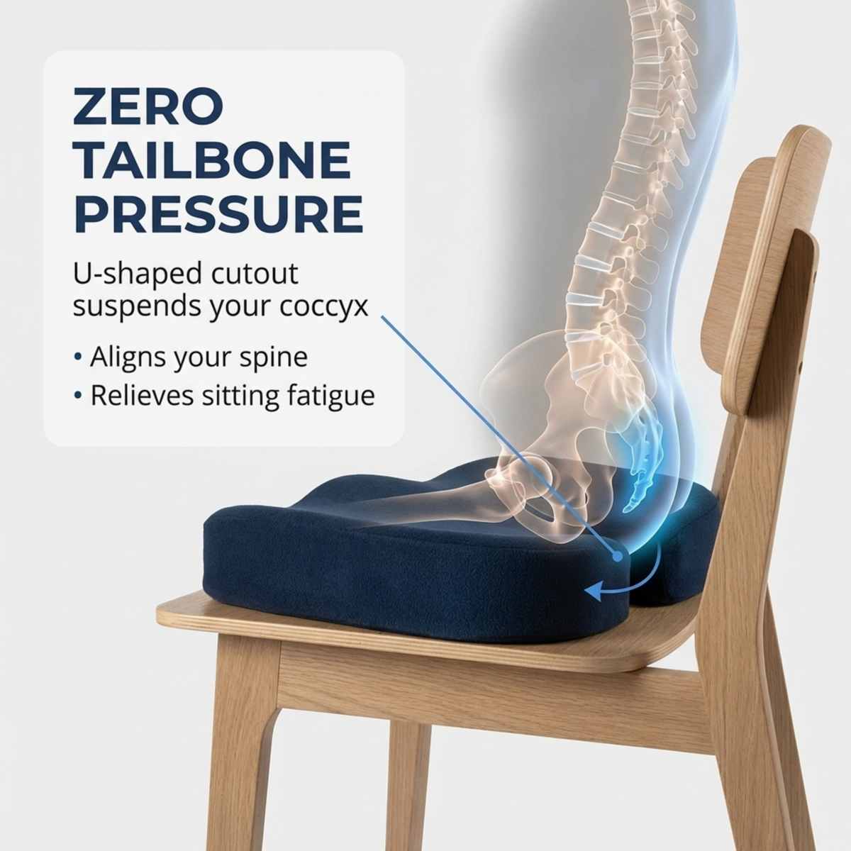 Bottom Reformulator Orthopedic Grade Foam Cushioned Seat - Hip Pain Relief - Seat Cushion - view 2