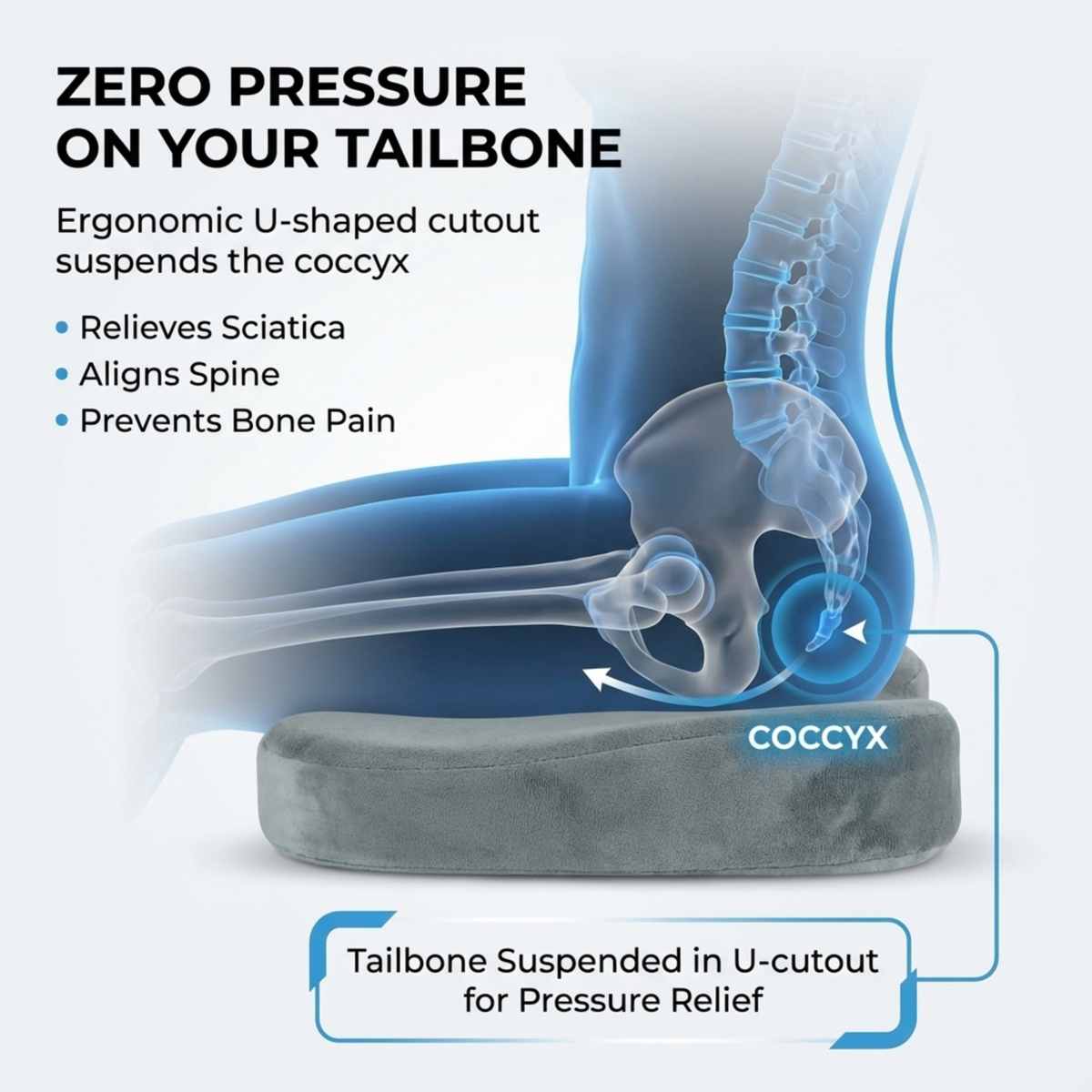 Coccyx Orthopedic Memory Foam - Sciatica Relief - Seat Cushion - view 4