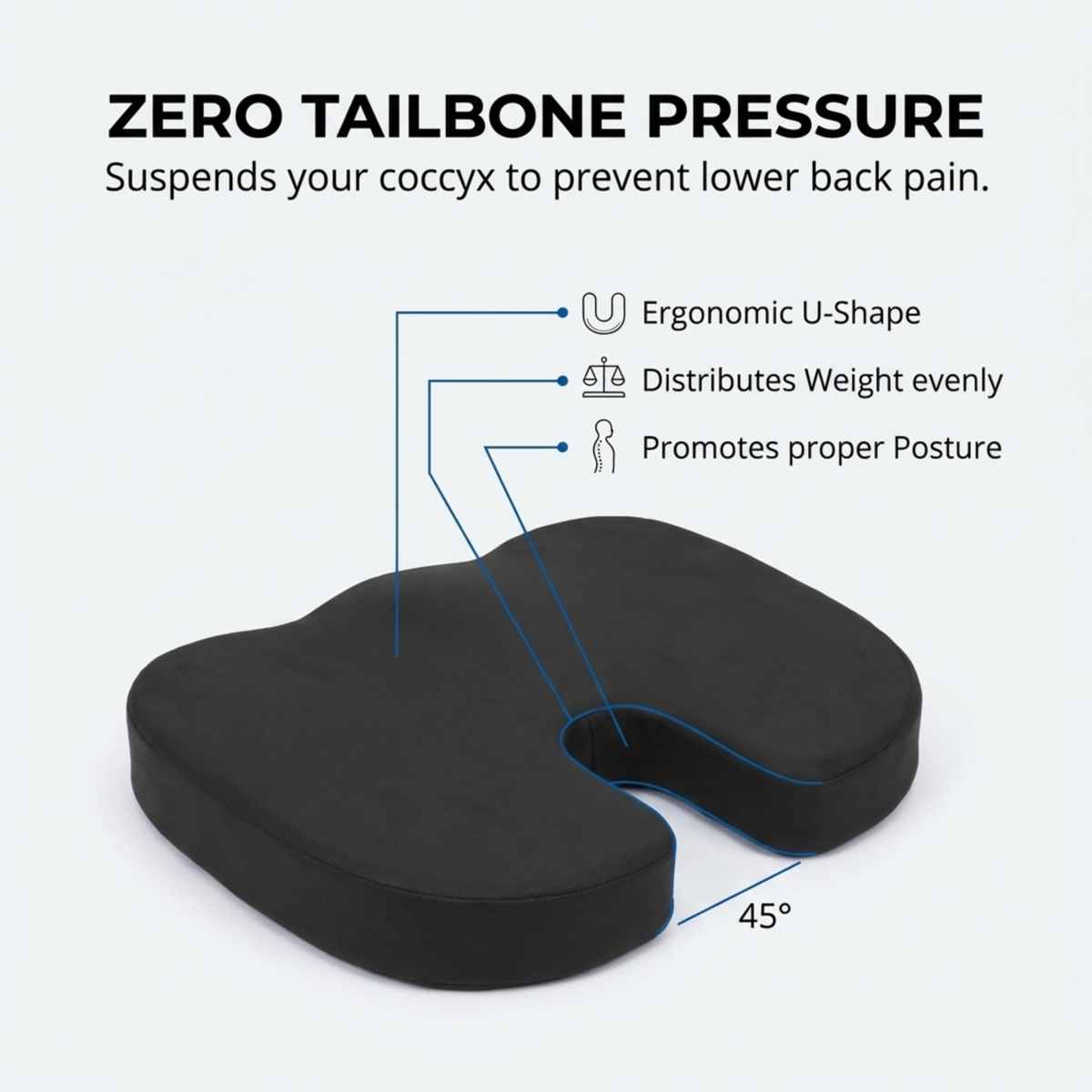 Coccyx Orthopedic Memory Foam - Sciatica Relief - Seat Cushion - view 6