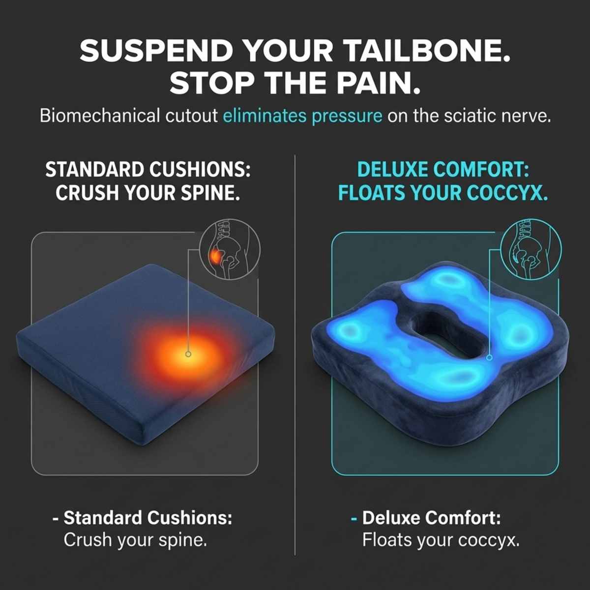 Specialty Medical Grade Coccyx Support - Orthopedic High Dens - view 2