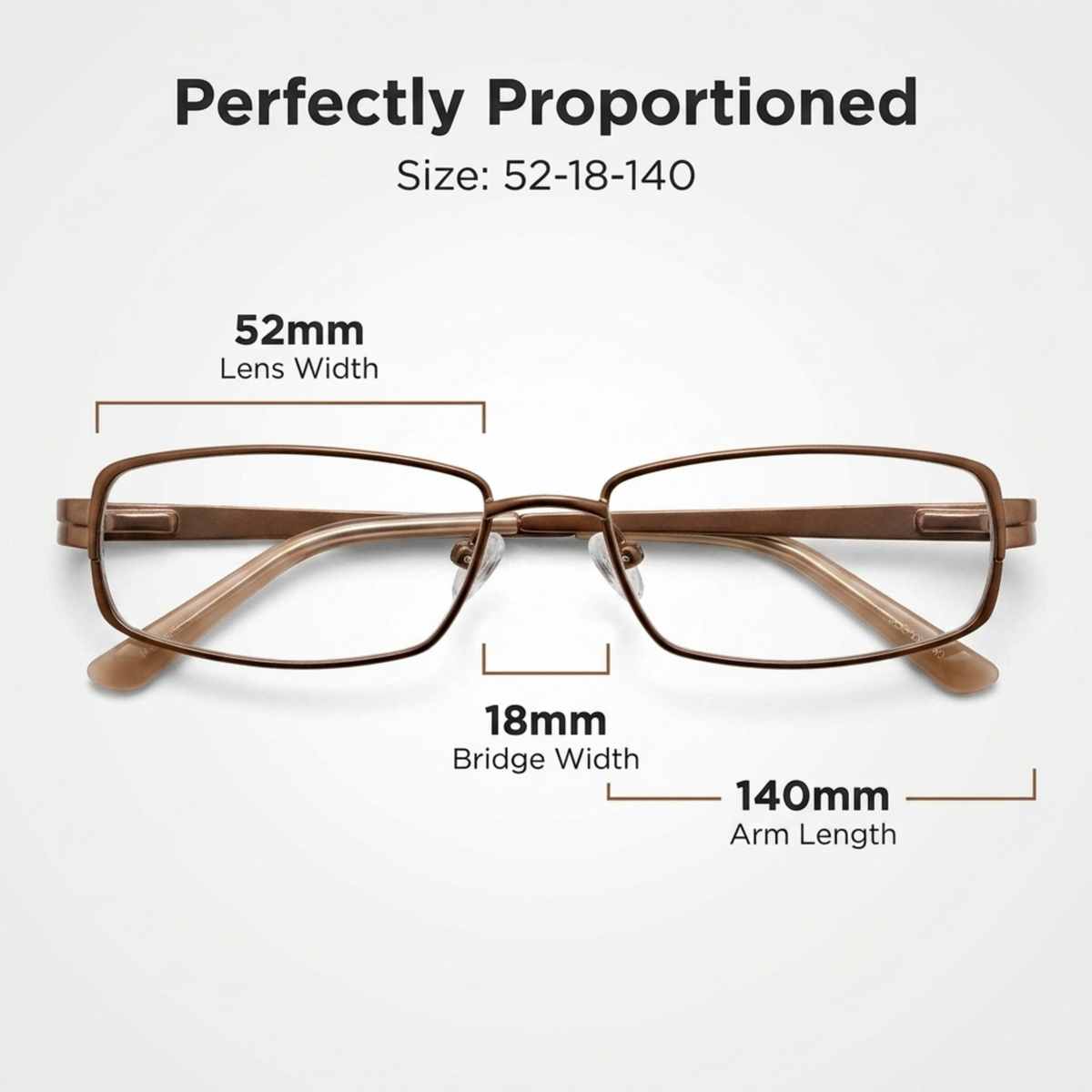Men's Rectangle Eyeglasses, Bronze | Semi-Rimless - 2