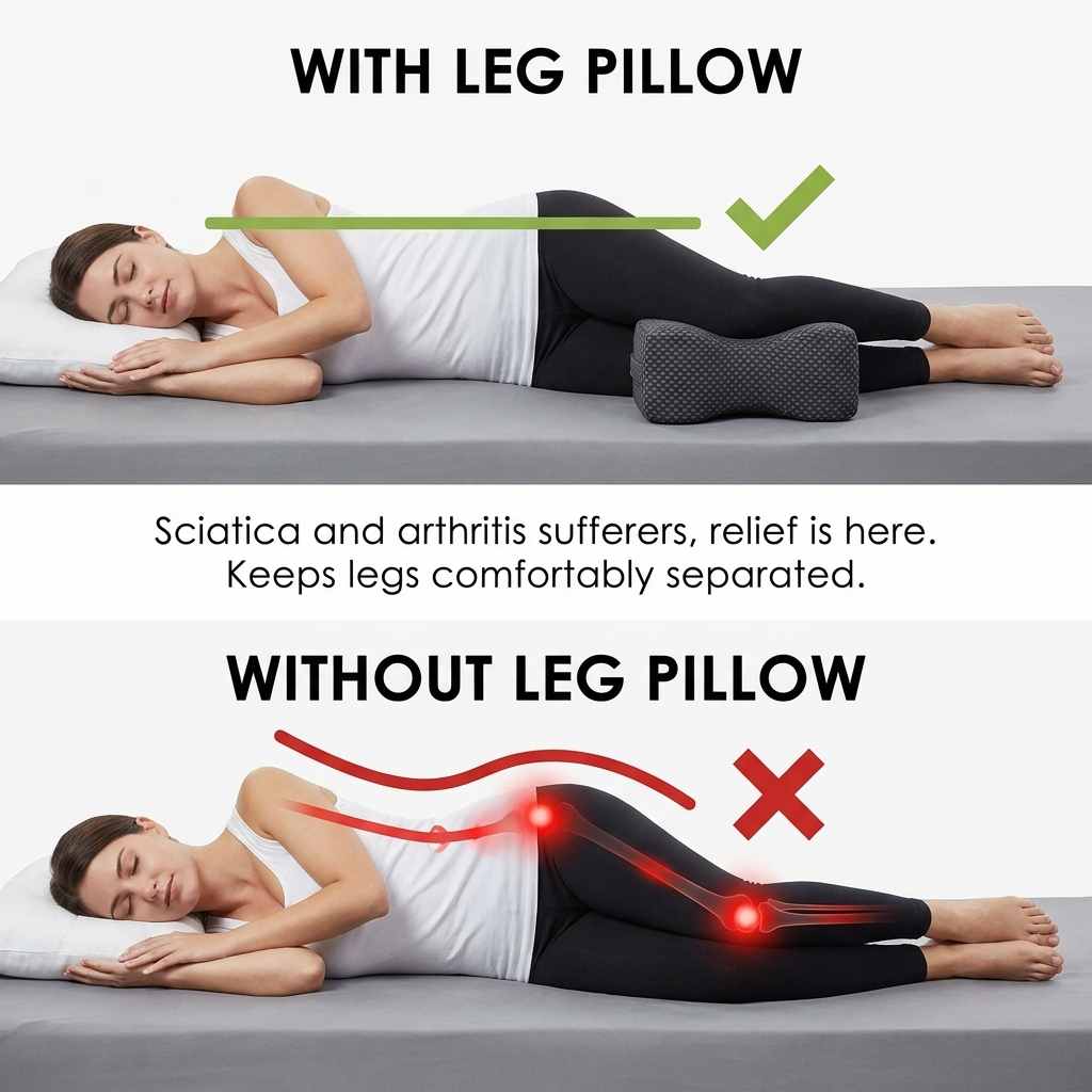 Leg and Knee Spacer Memory Foam Pillow W/Strap + Eye Mask - view 2