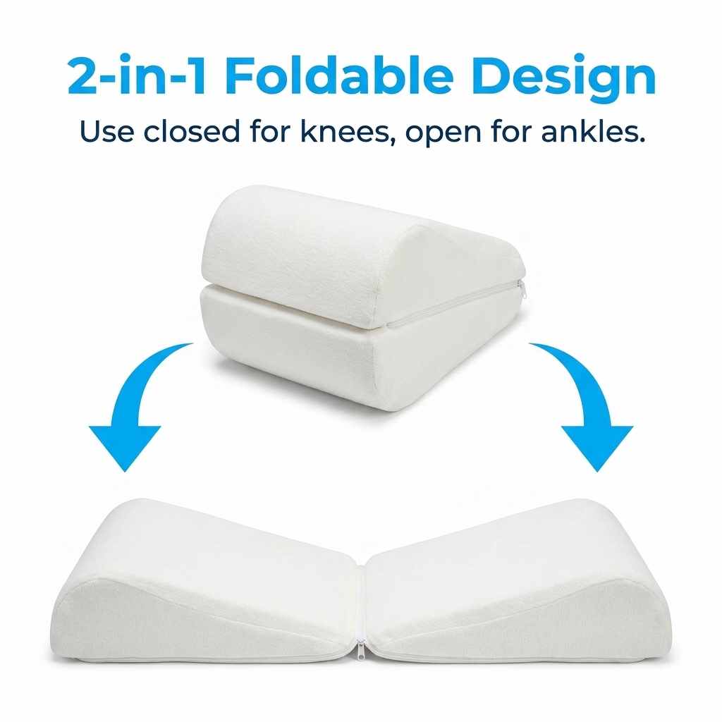 Leg Spacer Pillow - Hypoallergenic Memory Foam - Medical Specialty Pillow, White - view 2