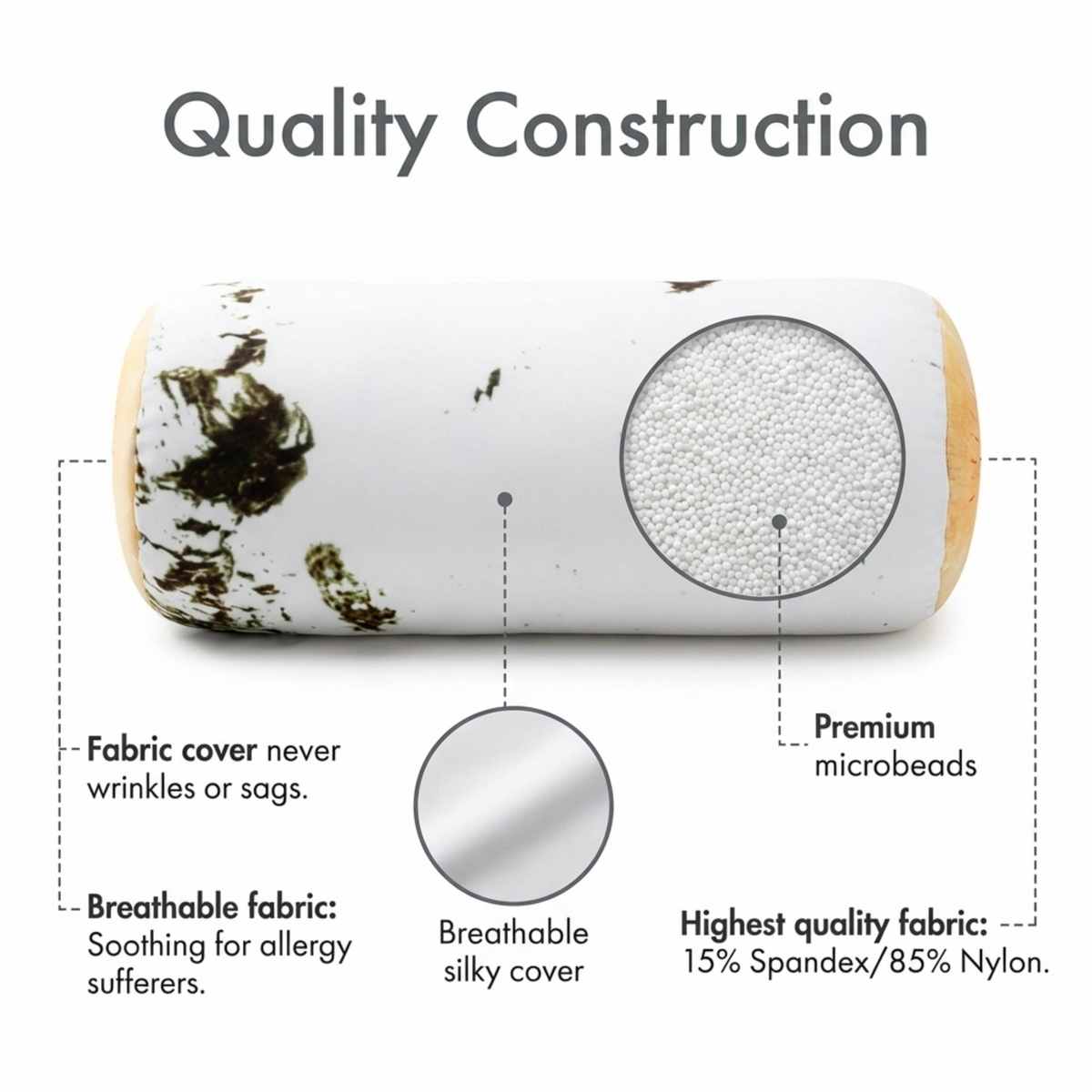 Microbead Bolster Neck Roll Pillow - Silky Feel - view 5