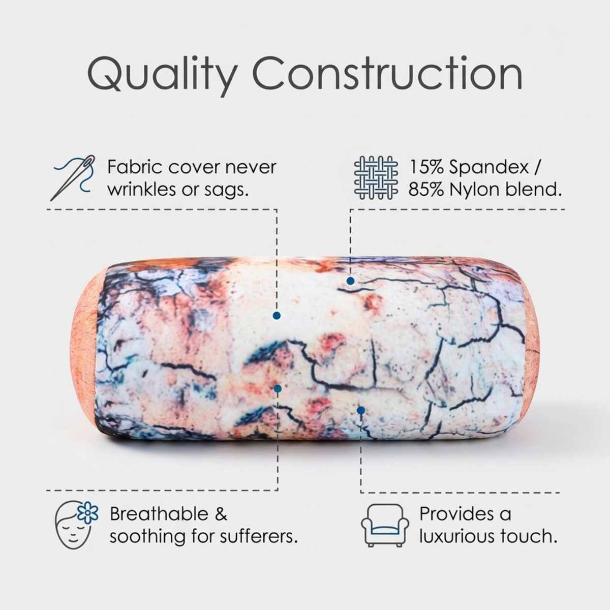 Microbead Bolster Neck Roll Pillow - Silky Feel - view 7
