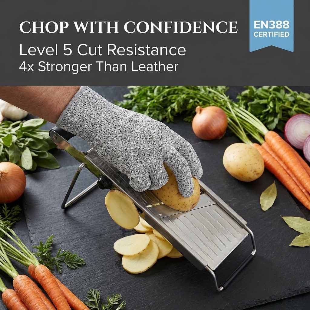 Kevlar No Cut Kitchen Gloves - Machine Washable - High Grade Polyethylene - Light Weight - view 5