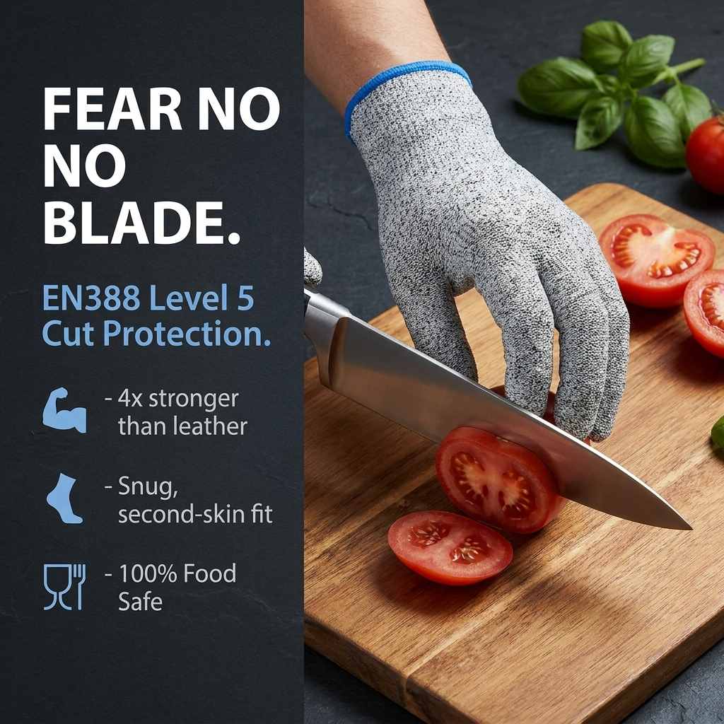 Kevlar No Cut Kitchen Gloves - Machine Washable - High Grade Polyethylene - Light Weight - view 8