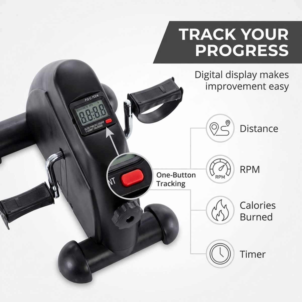 Pedal Exercise Mini Cycle Bike Silvery - Digital Display - Adjustable Resistance - view 3