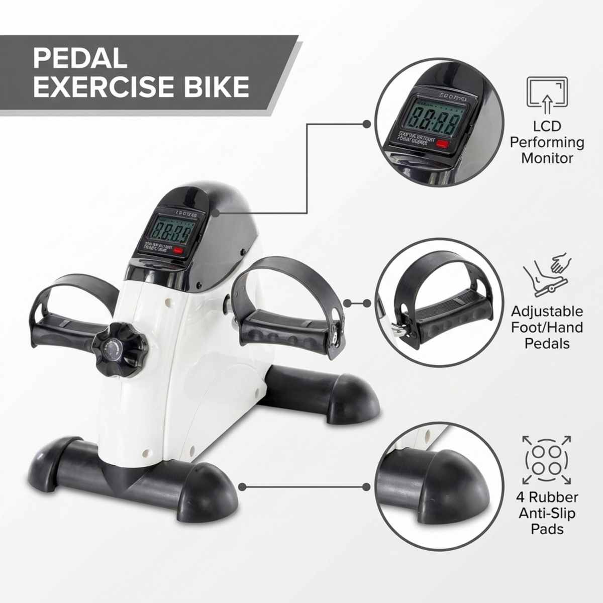 Pedal Exercise Mini Cycle Bike Silvery - Digital Display - Adjustable Resistance - view 4