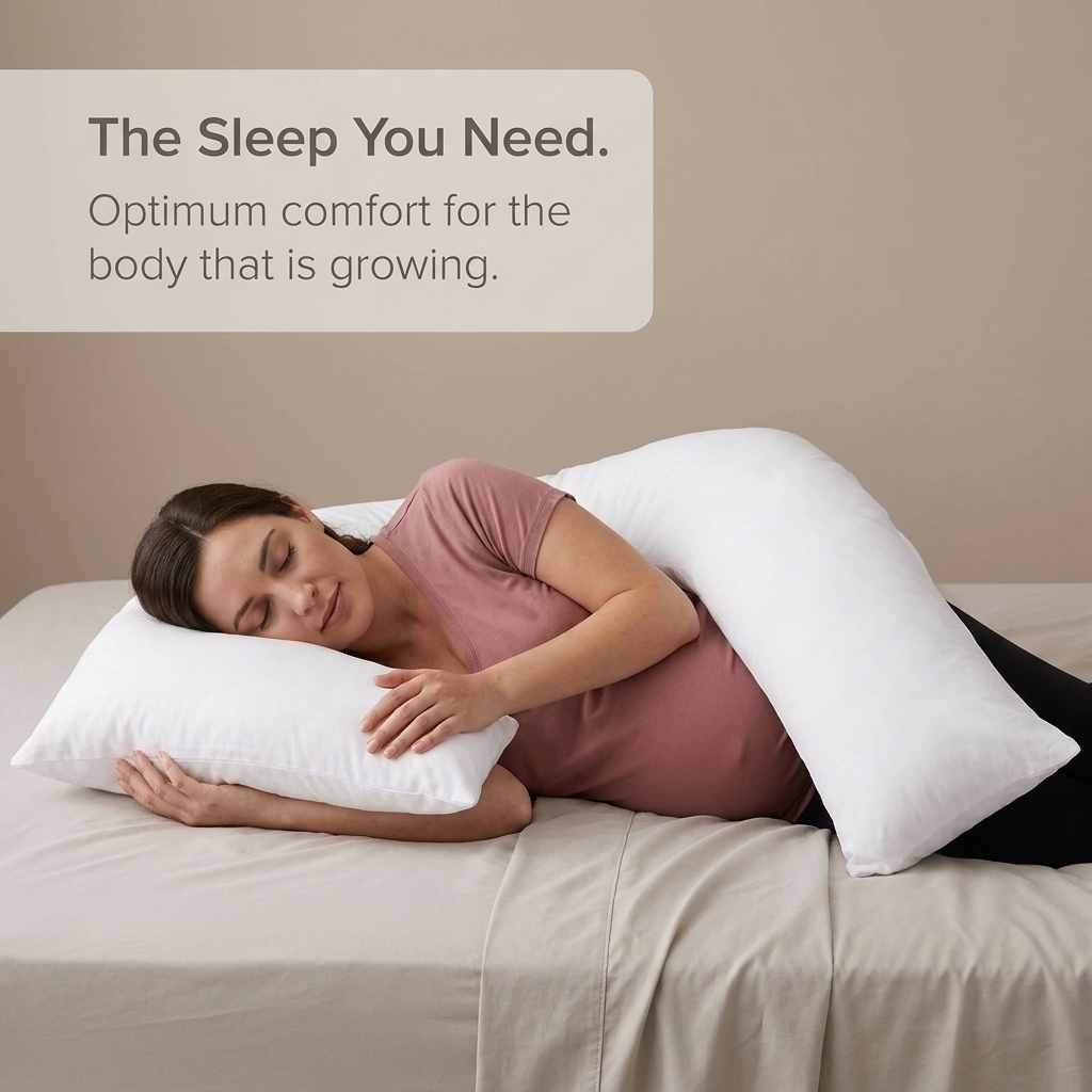 L-Shaped Body Pillow - Prenatal Pregnancy Pillow - Side Sleeper, Superior, White - view 2