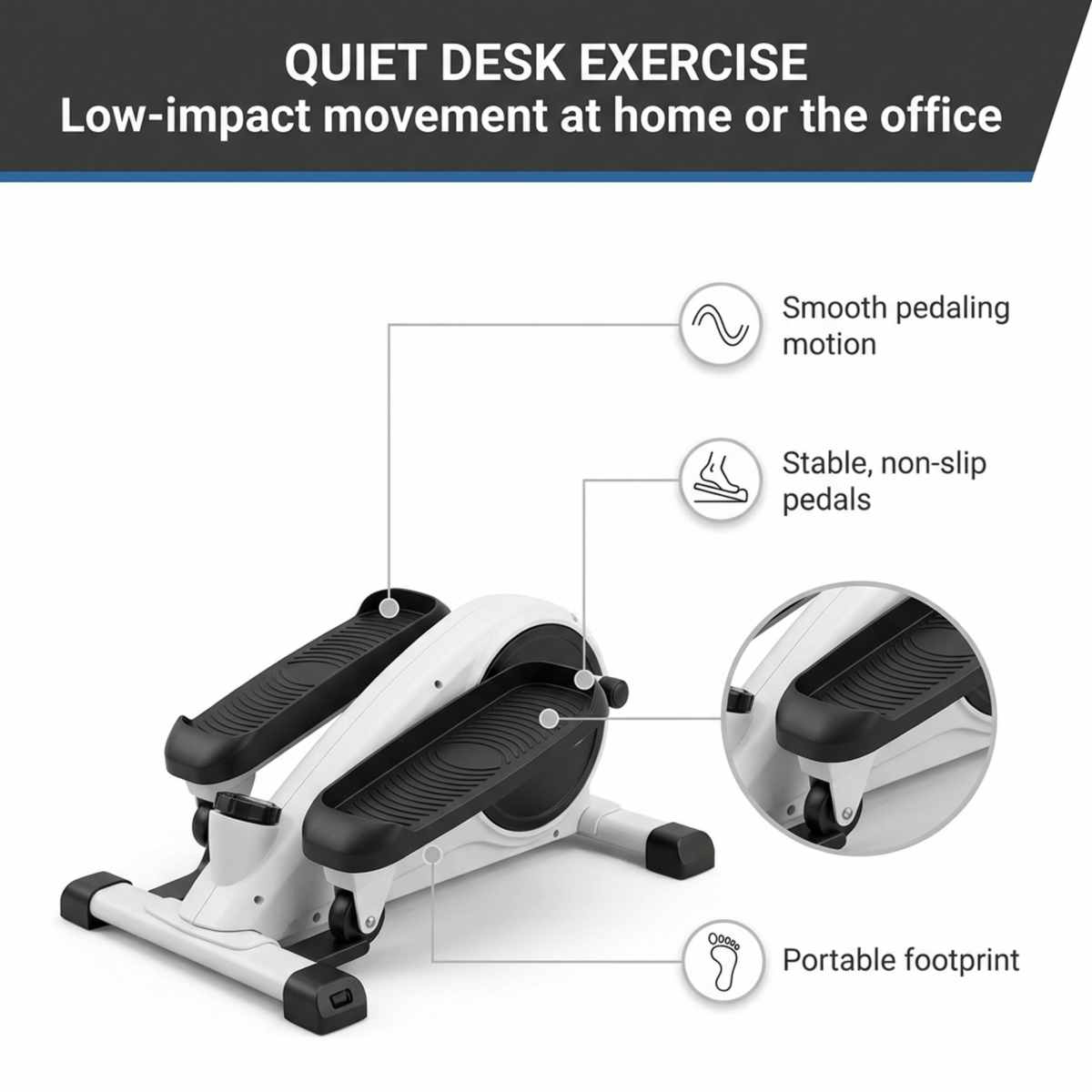 Compact Elliptical Fitness Machine Stand Up / Sit Down - Portable Mini Stepper Exercise An - view 2