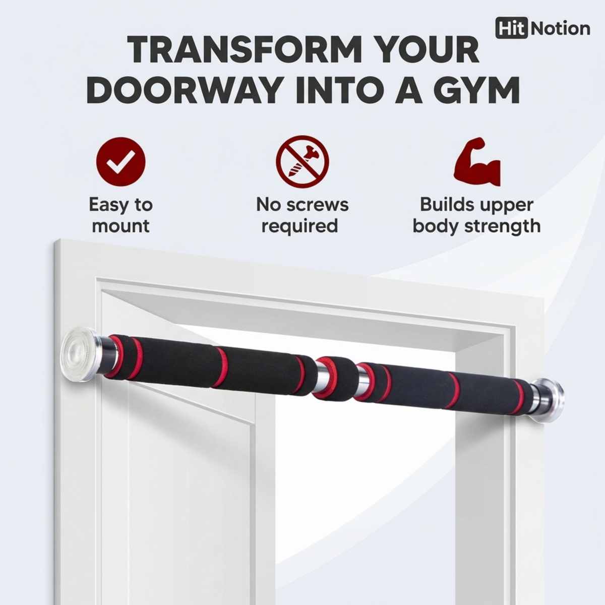 Iron Chin Up Bar Sraight Version - Pull Up Bar for In-Home Fitness - Mounts in All Residen - view 2