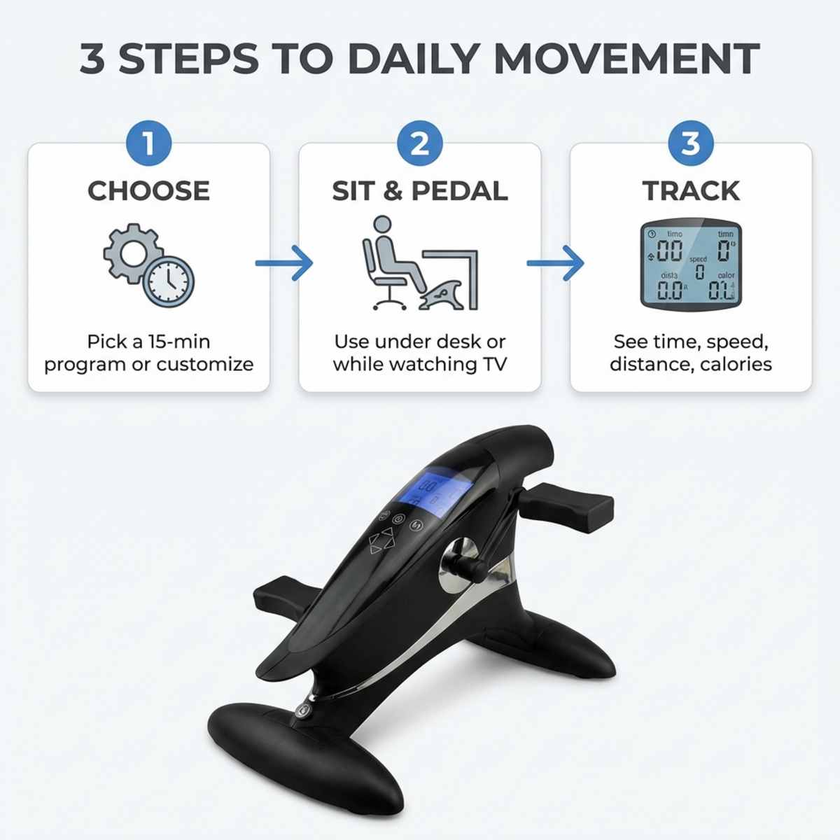 Motor Bike Indoor Bike With Mobile App Black - Under Desk Bike That Does the Work for You - view 5