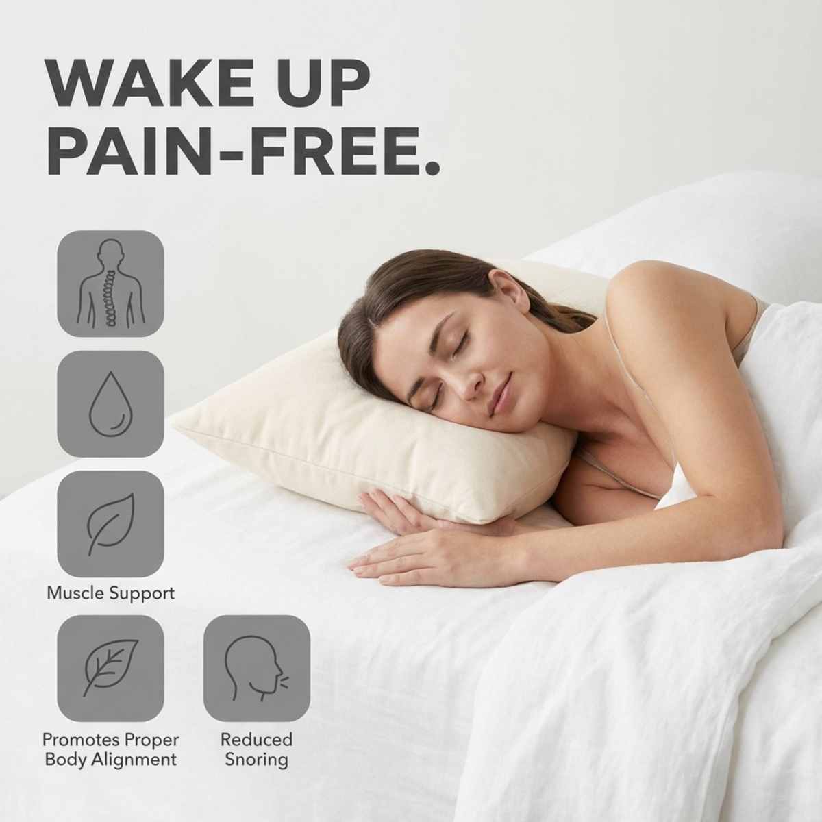 Organic Buckwheat Hull Bed Pillow - Stress And Neck Tension Relief - Bed Pillow, Cream - view 7