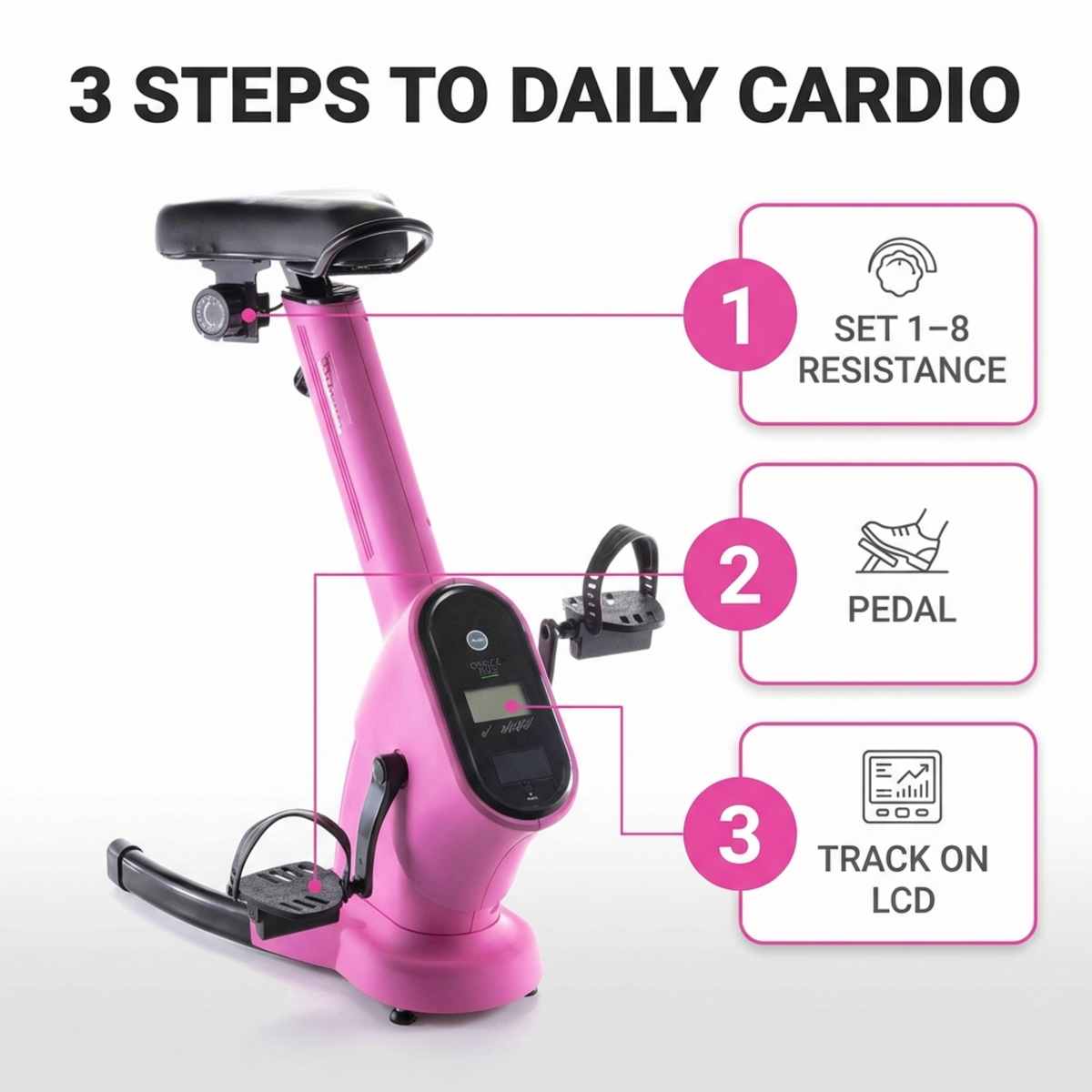 Upright Training X-Bike With Magnetic Resistance - Cardiac Aerobic Exercise Bike - Digital - view 8