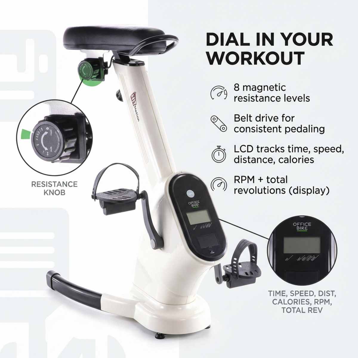 Upright Training X-Bike With Magnetic Resistance - Cardiac Aerobic Exercise Bike - Digital - view 9