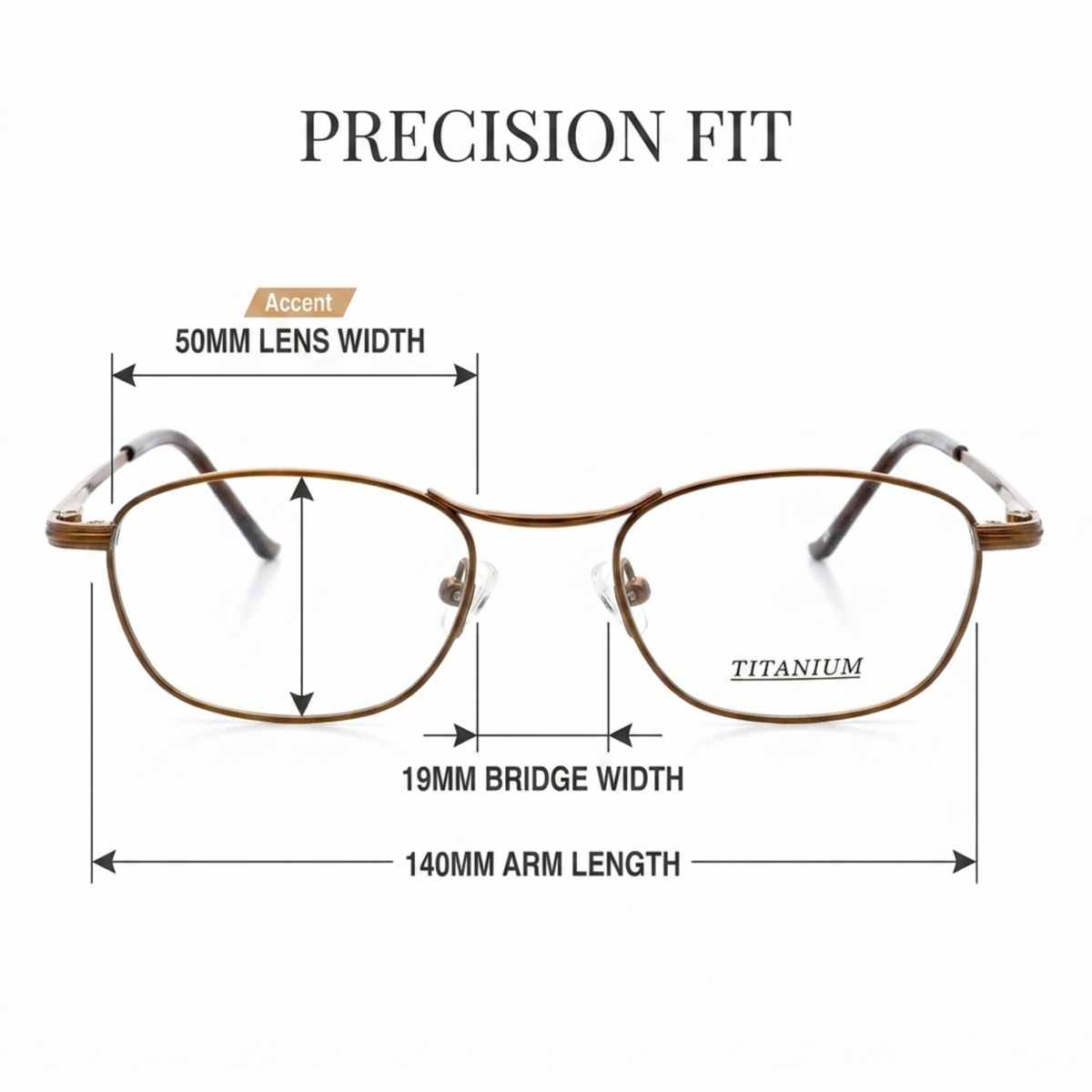 Women's Rectangle Eyeglasses, Matte Bronze | Titanium - 3