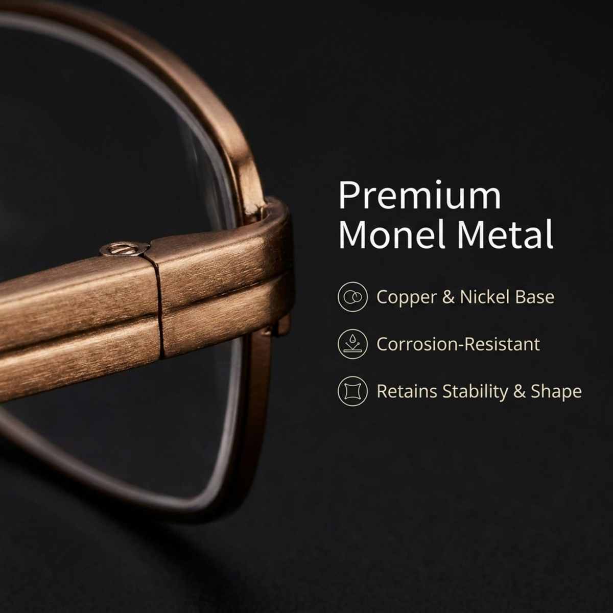 Men's Rectangle Eyeglasses, Bronze | Semi-Rimless - 3