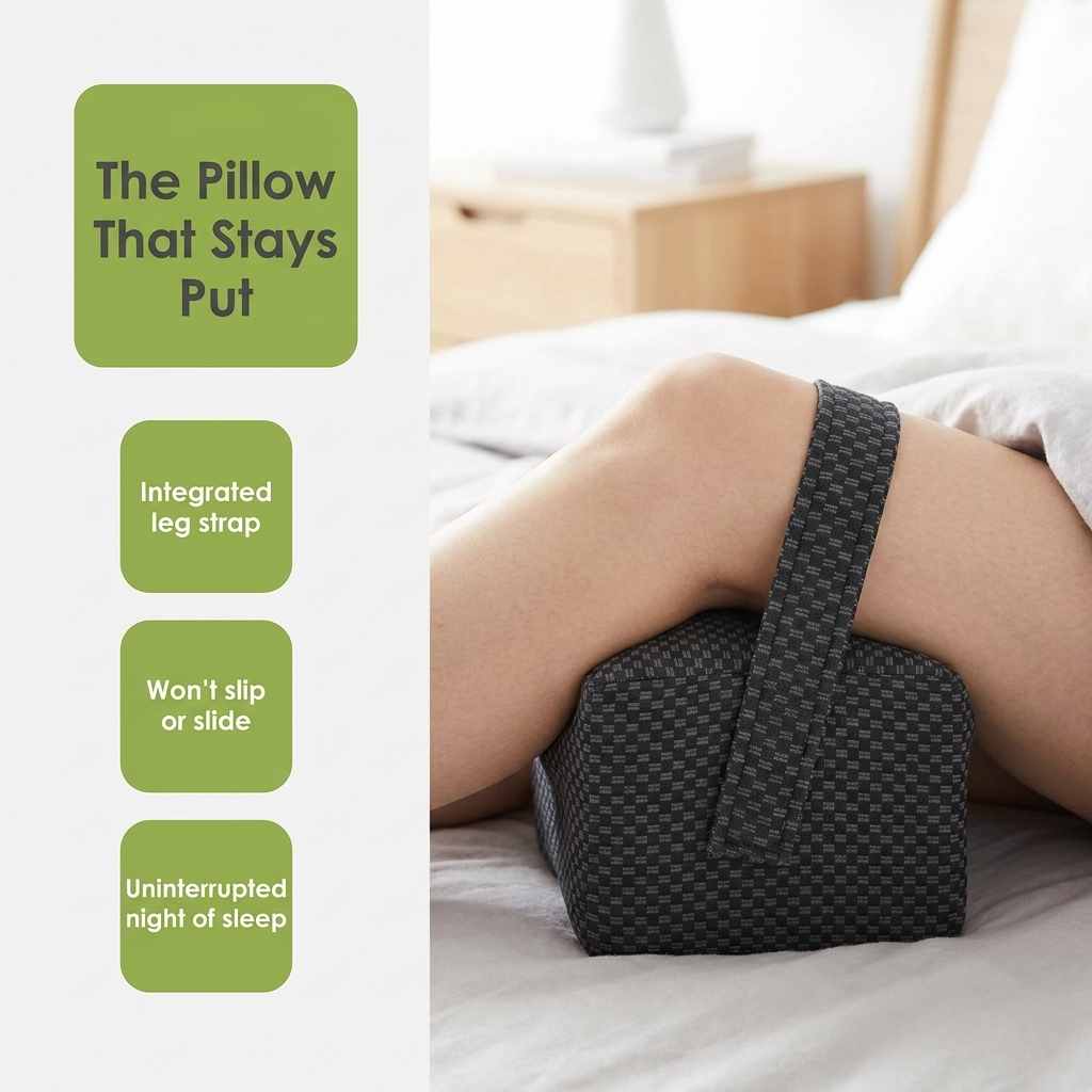 Leg and Knee Spacer Memory Foam Pillow W/Strap + Eye Mask - view 3