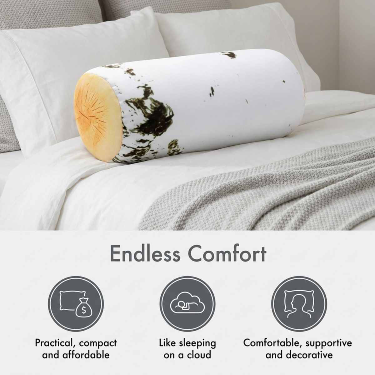 Microbead Bolster Neck Roll Pillow - Silky Feel - view 9