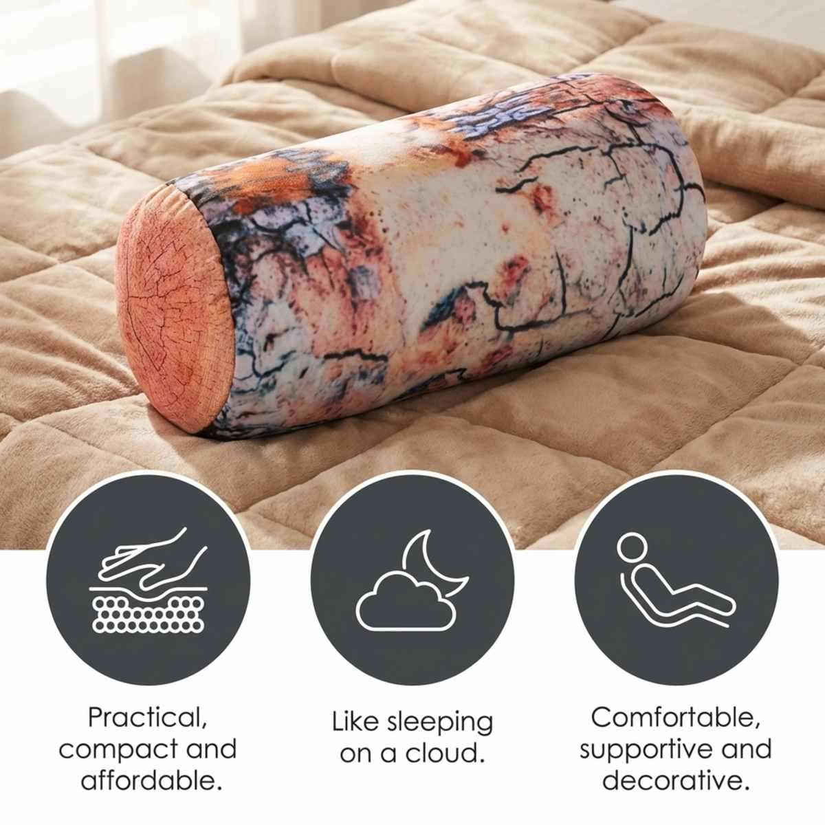 Microbead Bolster Neck Roll Pillow - Silky Feel - view 11