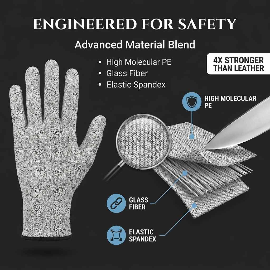 Kevlar No Cut Kitchen Gloves - Machine Washable - High Grade Polyethylene - Light Weight - view 9