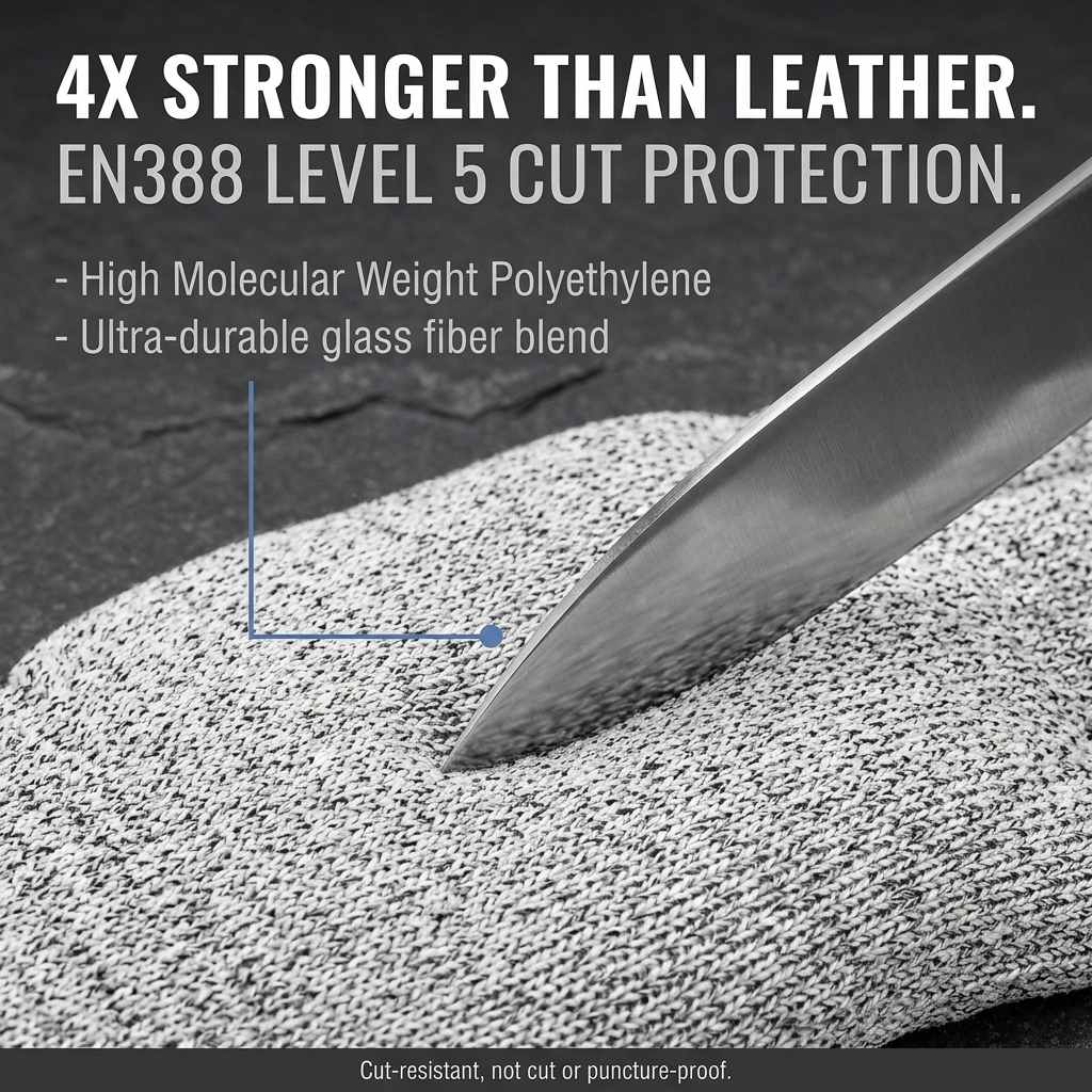 Kevlar No Cut Kitchen Gloves - Machine Washable - High Grade Polyethylene - Light Weight - view 10