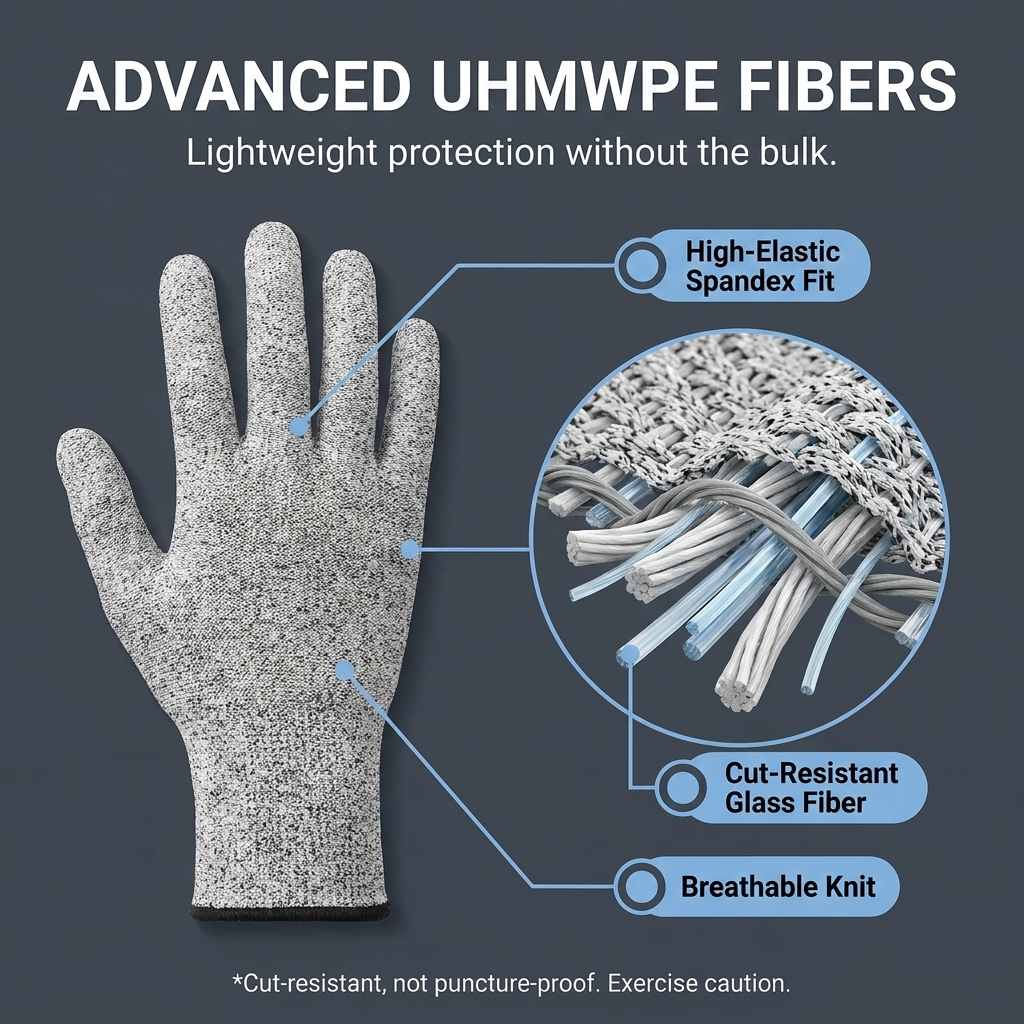 Kevlar No Cut Kitchen Gloves - Machine Washable - High Grade Polyethylene - Light Weight - view 12