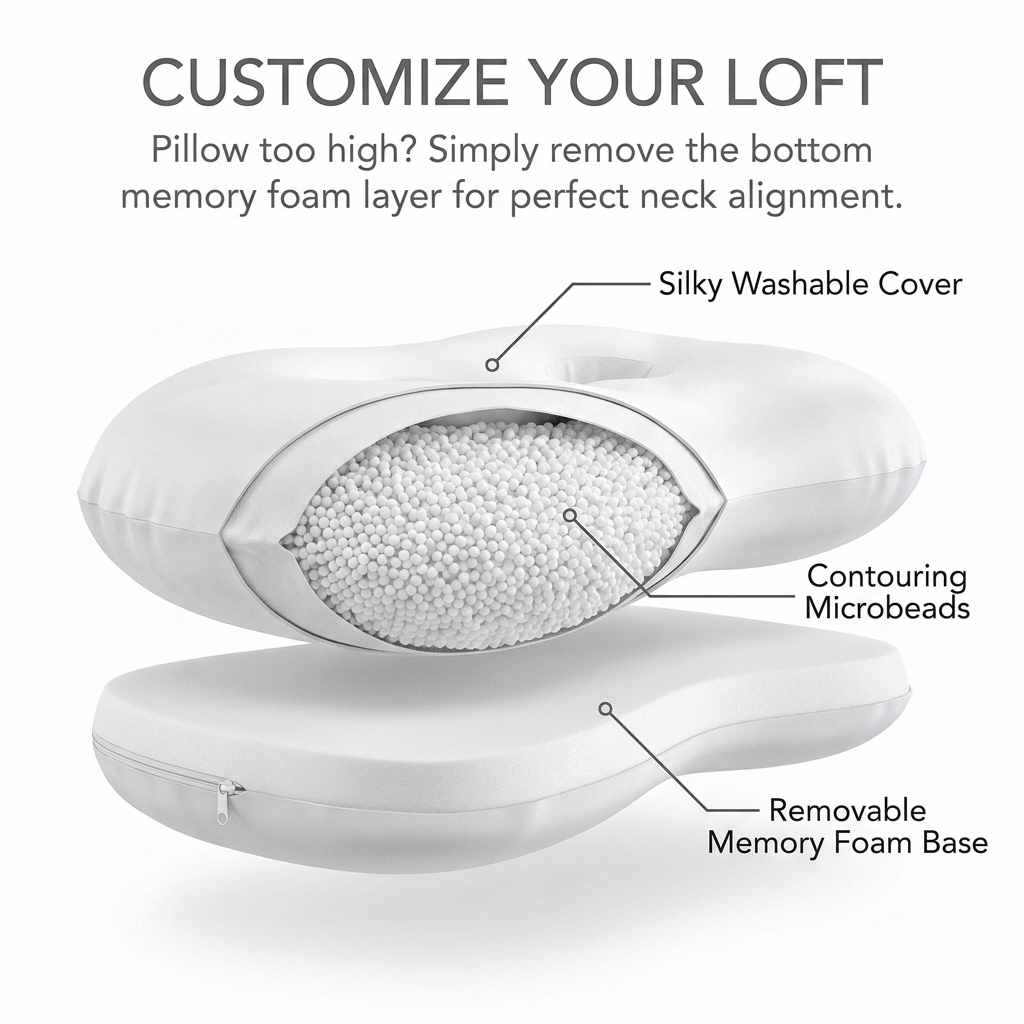 Now Pillow Ear Hole & Neck Support Relief Neck & Ear Problems During Sleep - Microbead / M - view 3