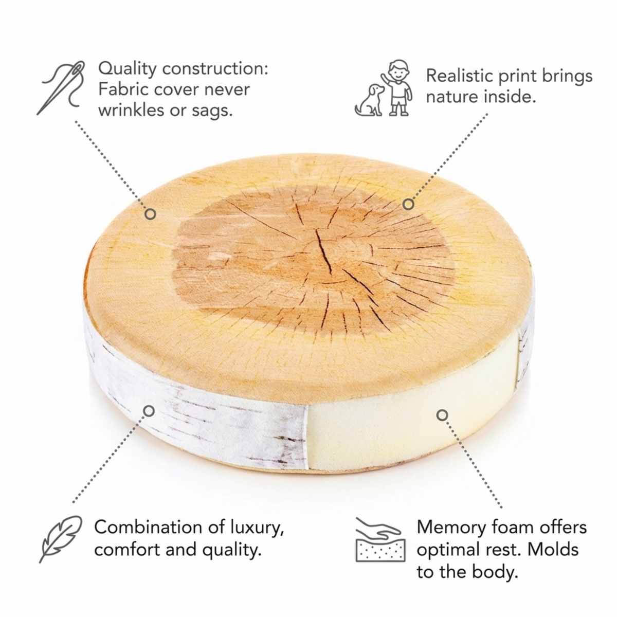 Log Maple Slice Memory Foam Seat Cushion Decorative Pillow - Bring Nature Home - view 7