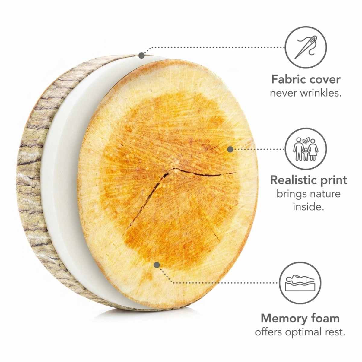 Log Maple Slice Memory Foam Seat Cushion Decorative Pillow - Bring Nature Home - view 8