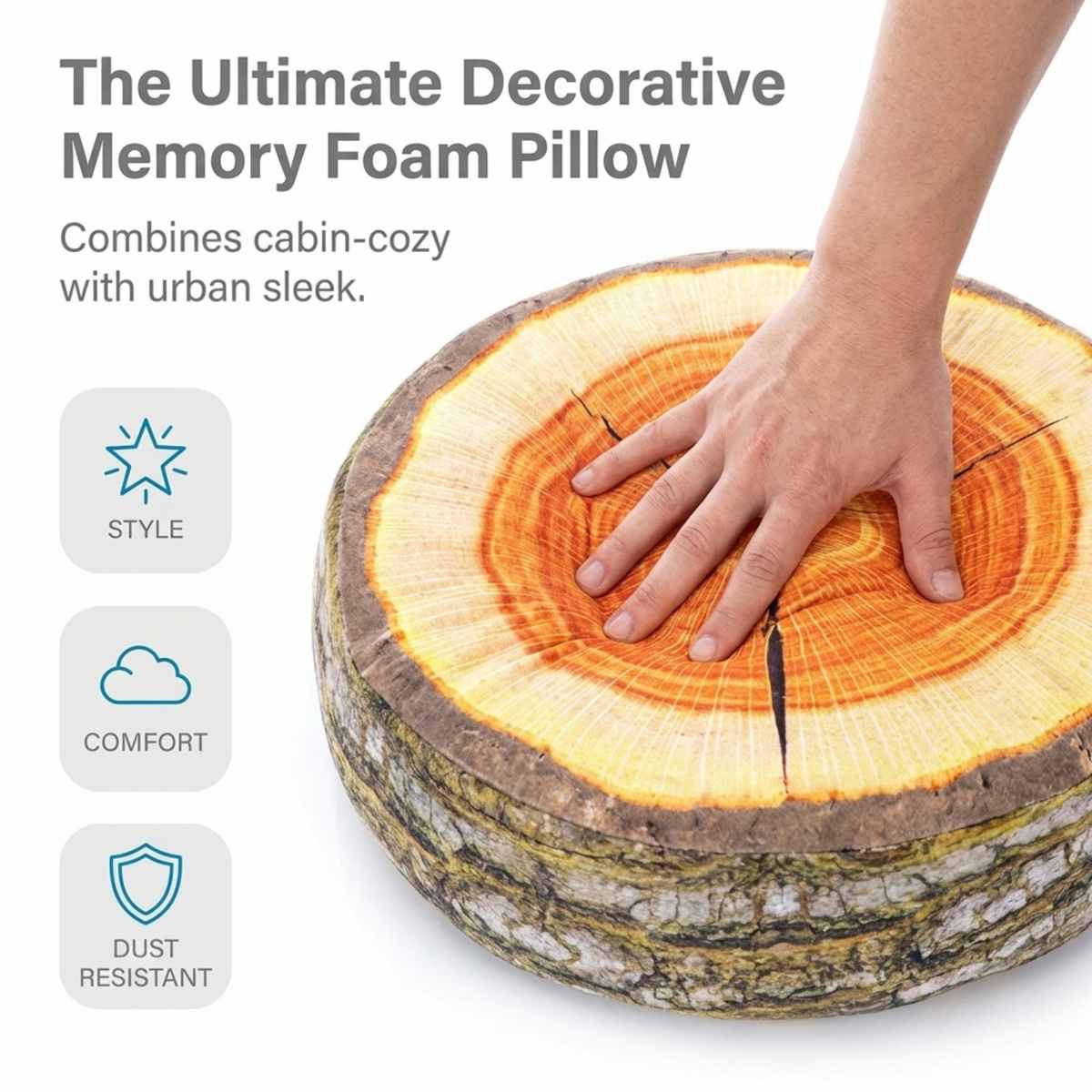 Log Maple Slice Memory Foam Seat Cushion Decorative Pillow - Bring Nature Home - view 9