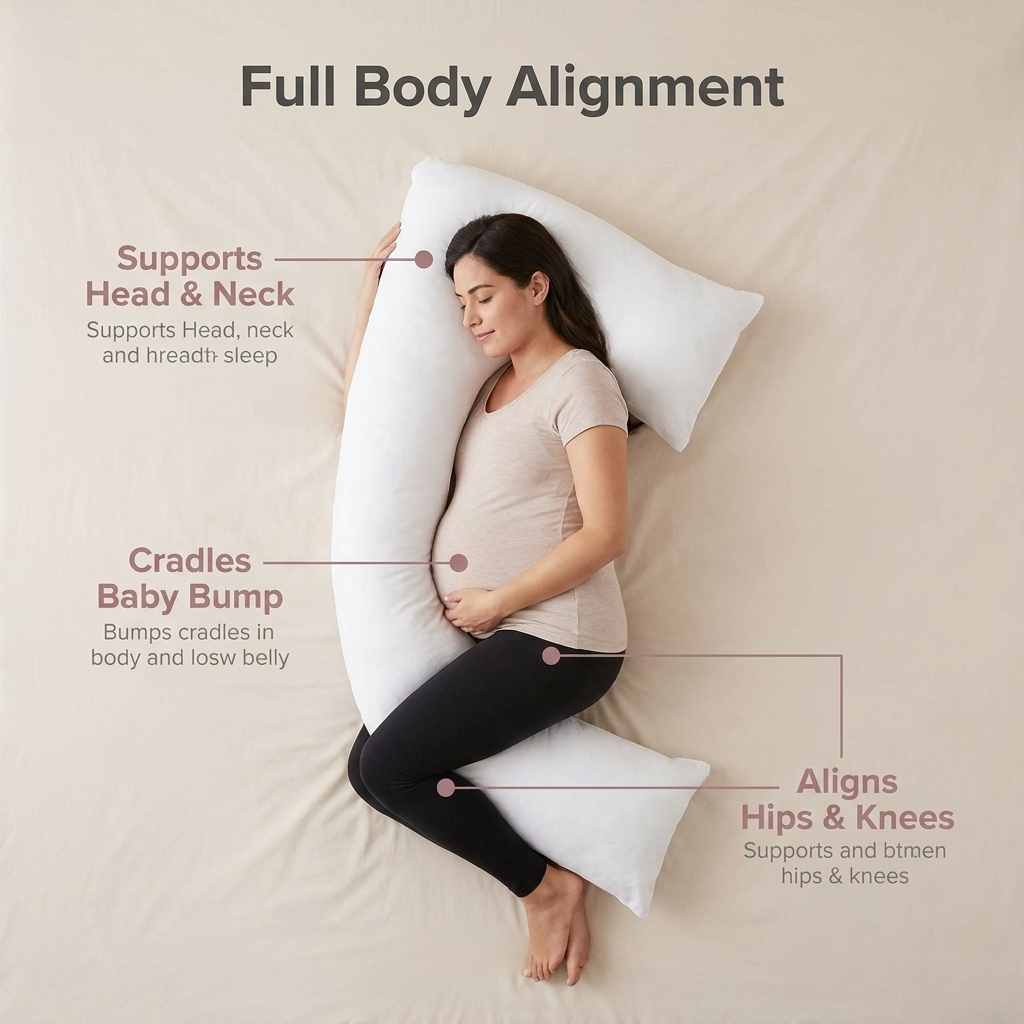 L-Shaped Body Pillow - Prenatal Pregnancy Pillow - Side Sleeper, Superior, White - view 3