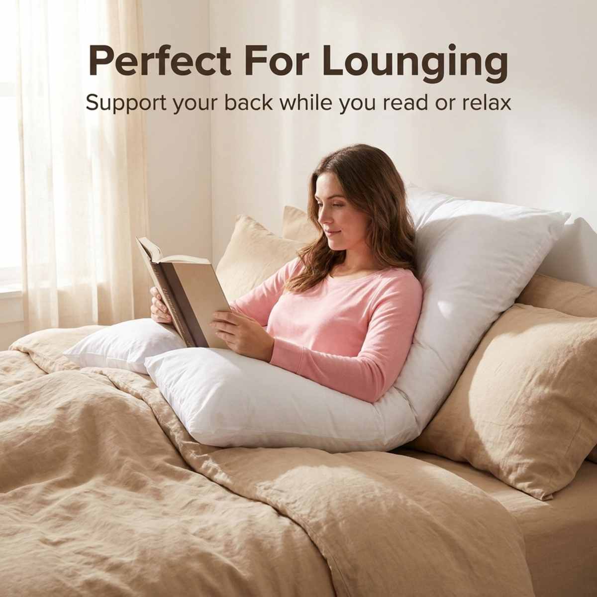 Boomerang Body Pillow - V-Shaped Side Sleeper - Superior Comfort, White - view 3