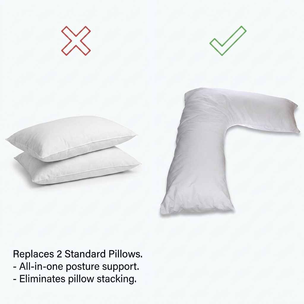 Cover for Boomerang Body Pillow - Cotton (50%) / Polyester (50%) Blend, White - view 3