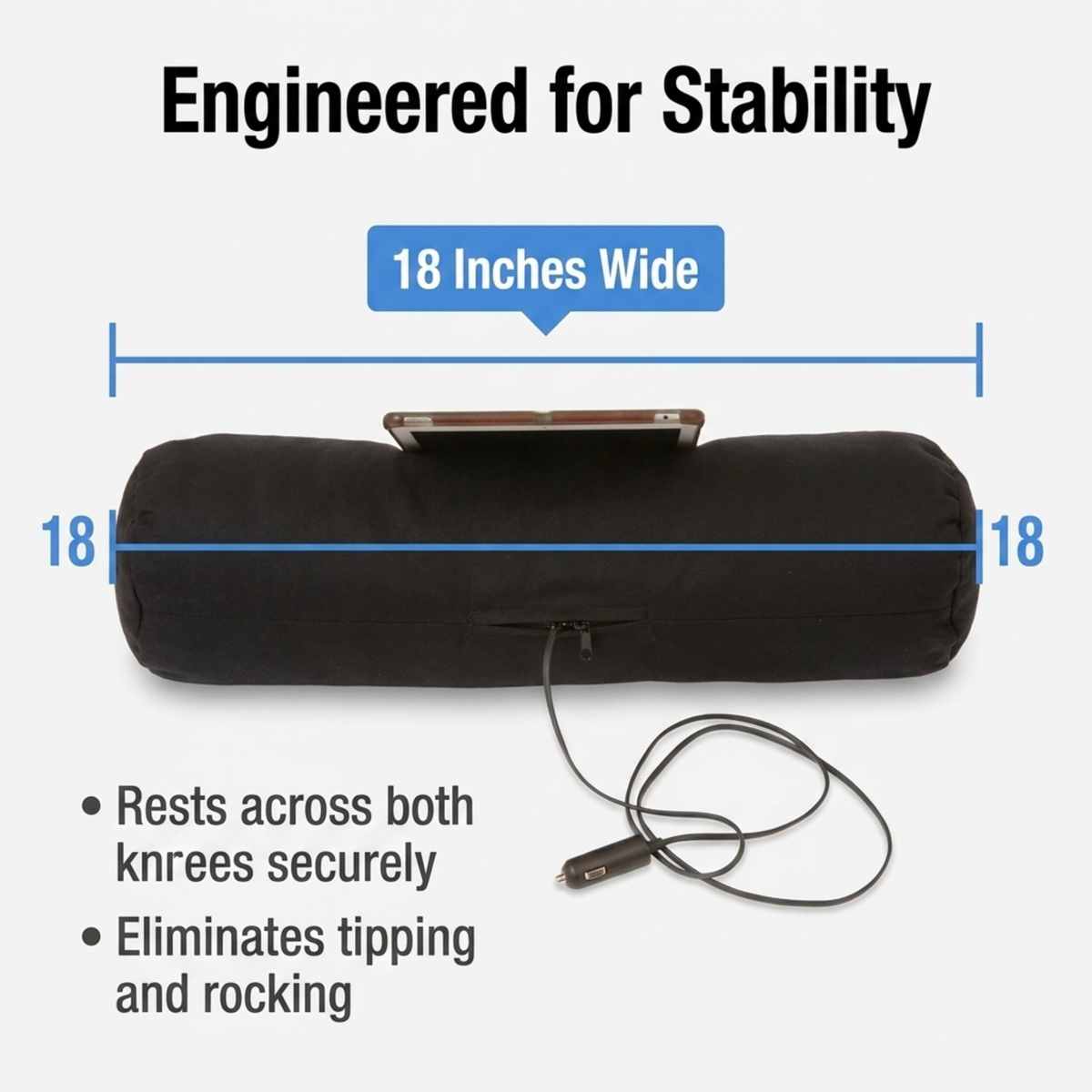 Bed Pillow Tablet Holder - Perfect for Bed or Couch - Angle Adjustable, Black - view 3