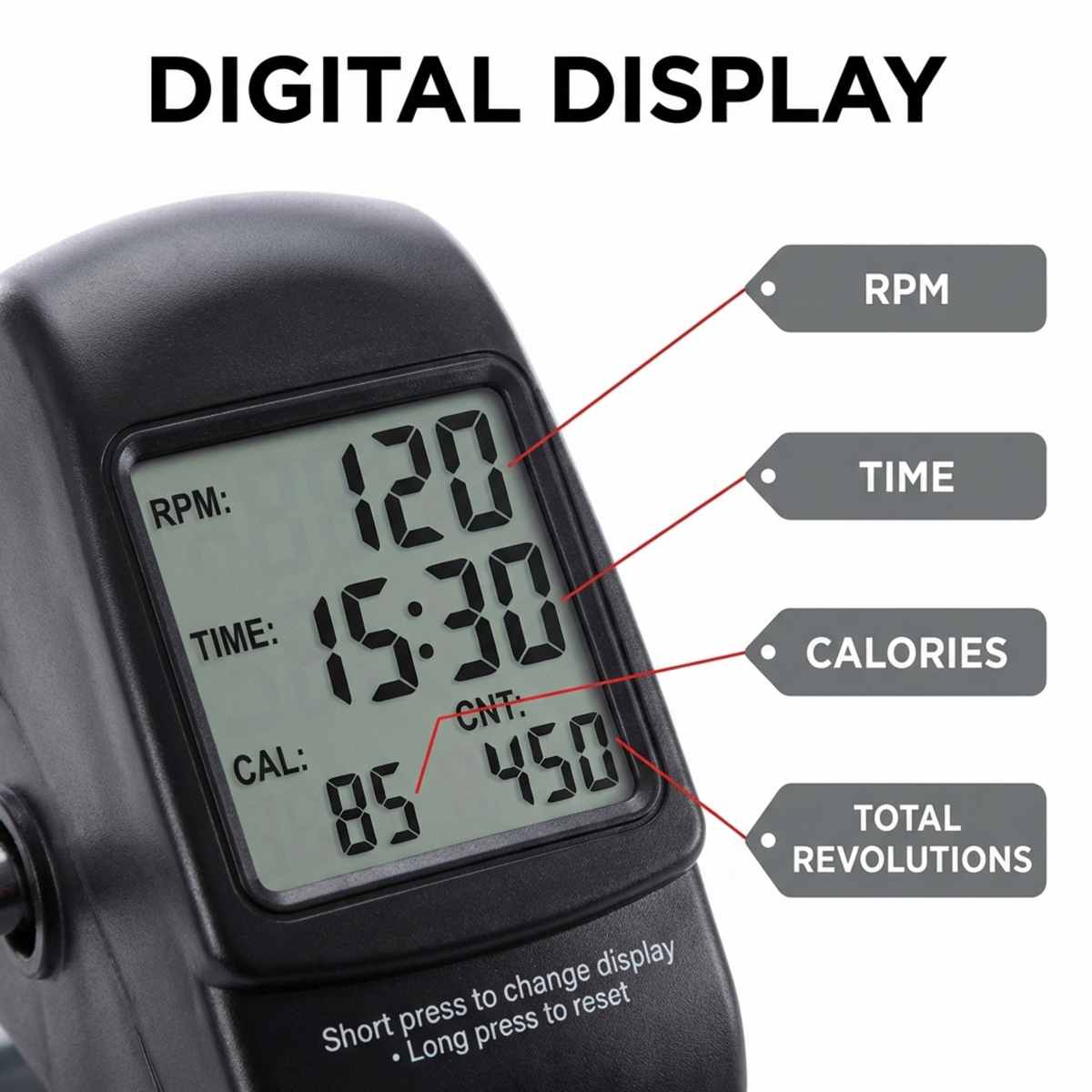 Folding Pedal Exercise Bike to Strengthen and Tone Legs or Arms With Electronic Display - view 4