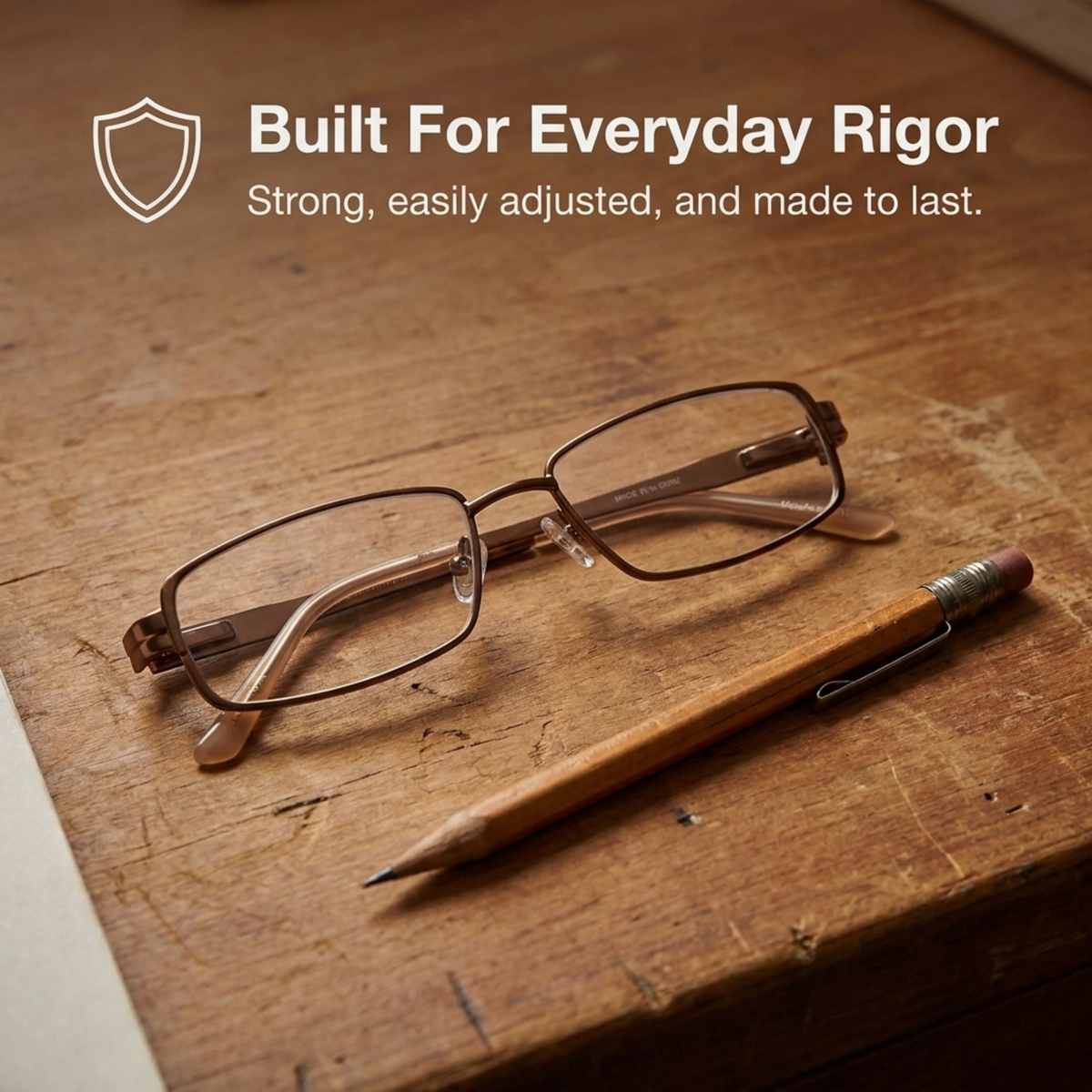 Men's Rectangle Eyeglasses, Bronze | Semi-Rimless - 4