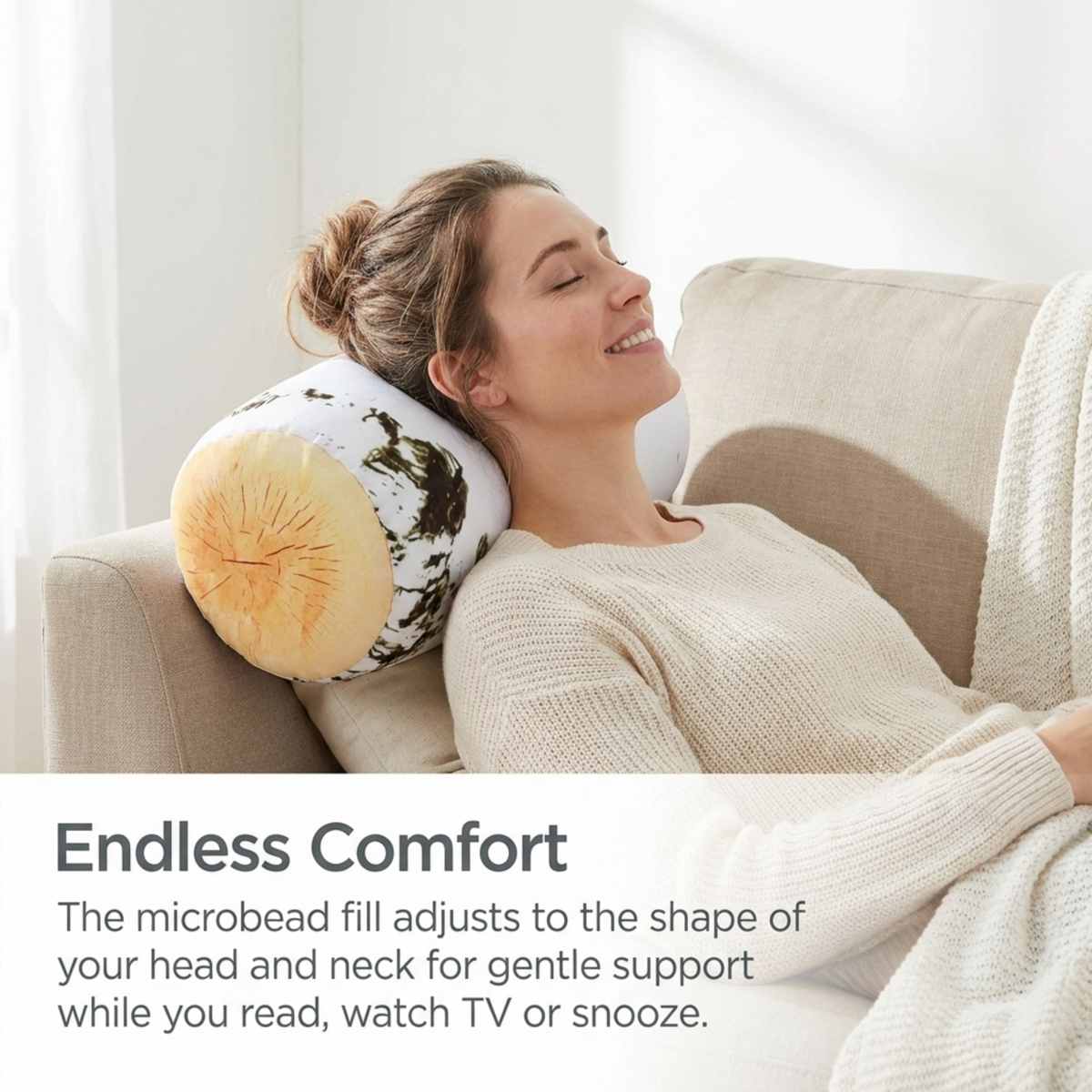 Microbead Bolster Neck Roll Pillow - Silky Feel - view 13
