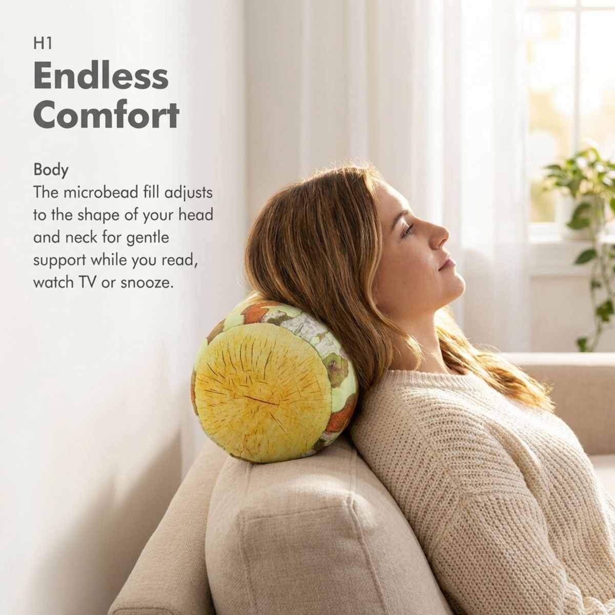 Microbead Bolster Neck Roll Pillow - Silky Feel - view 14