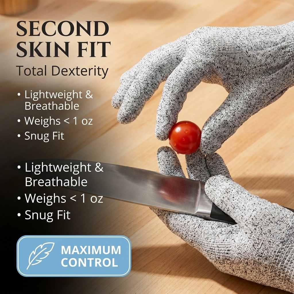 Kevlar No Cut Kitchen Gloves - Machine Washable - High Grade Polyethylene - Light Weight - view 13