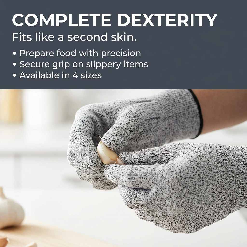 Kevlar No Cut Kitchen Gloves - Machine Washable - High Grade Polyethylene - Light Weight - view 16
