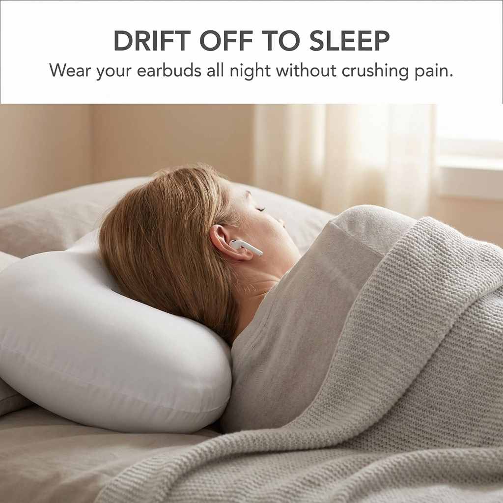 Now Pillow Ear Hole & Neck Support Relief Neck & Ear Problems During Sleep - Microbead / M - view 4