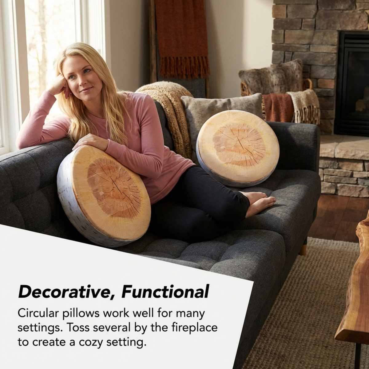 Log Maple Slice Memory Foam Seat Cushion Decorative Pillow - Bring Nature Home - view 10